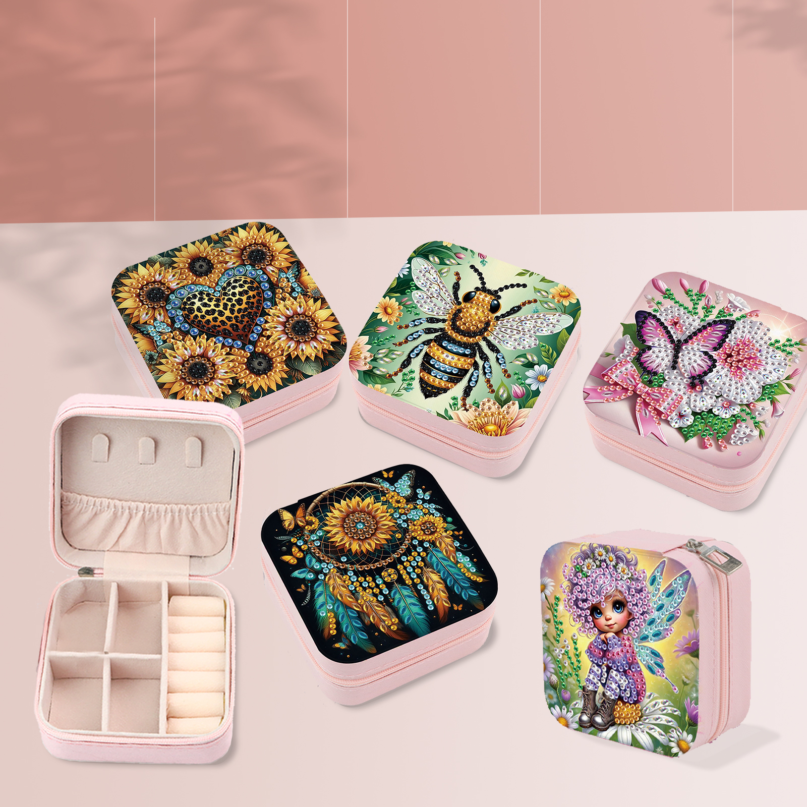 Embroidery Gift Ideas - Diamond Painting Jewelry Organizer Box kit,flora