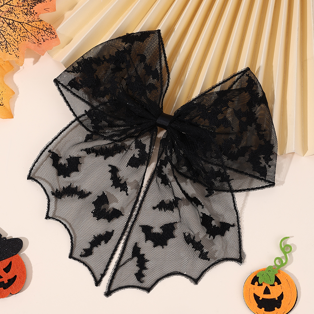 Embroidery Veil - Halloween Bat Bow Hair Clips Bat