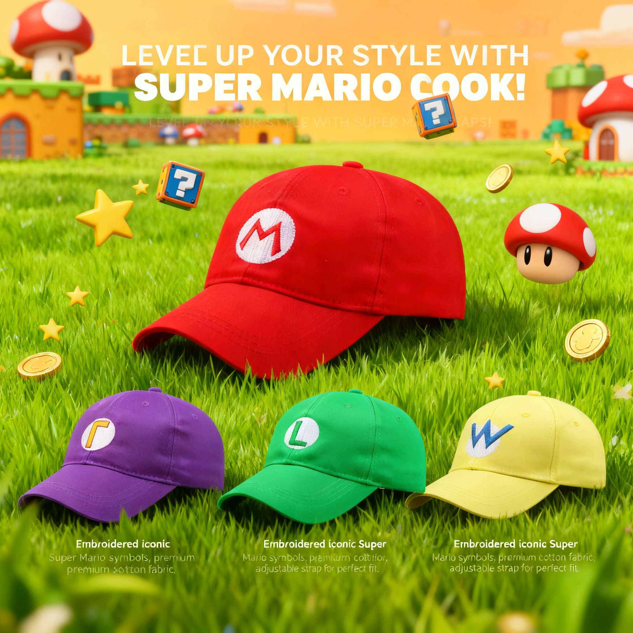 Embroidery Gift Ideas - Mario Baseball Cap Embroidery Adjustable Sunshade