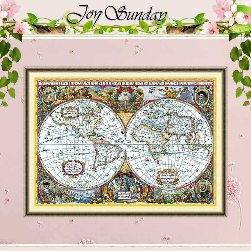 Embroidery Tas - World Map Patterns Counted Cross Stitch