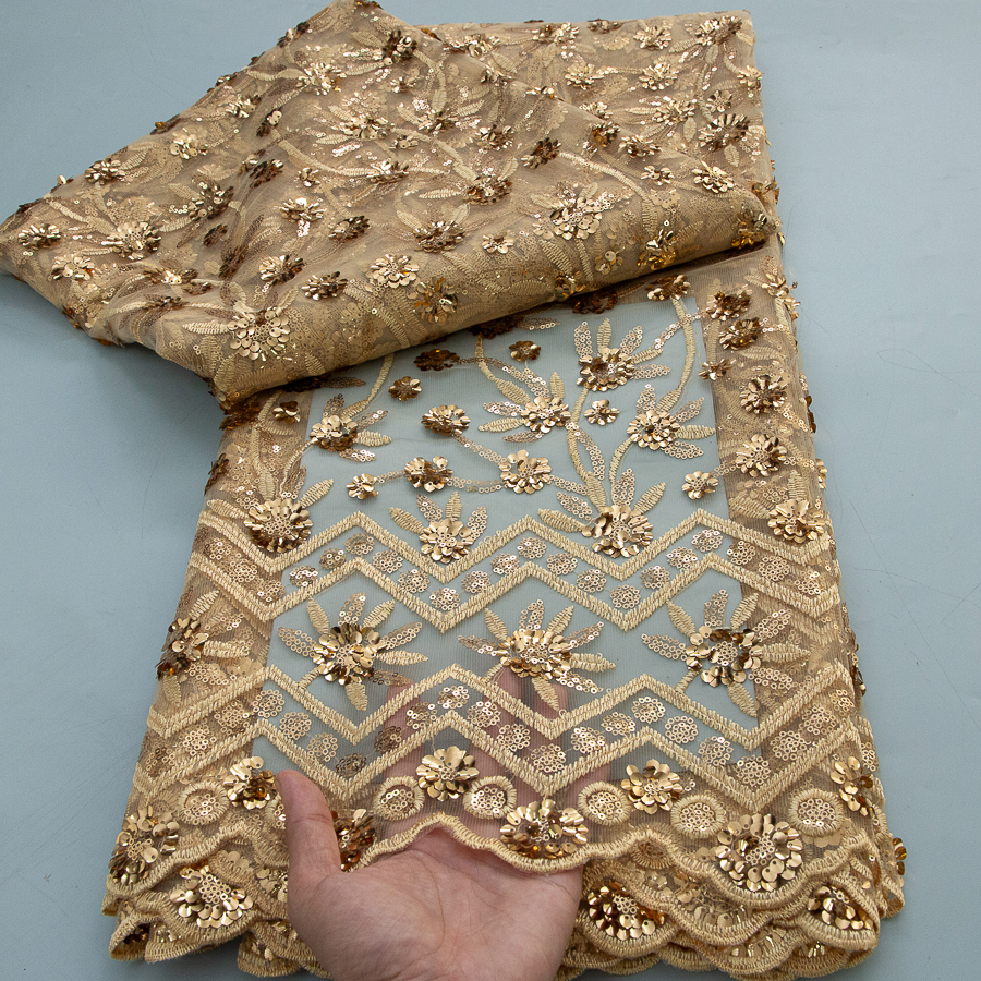 Embroidery Abaya - 2026 French Sequins Lace Fabric High