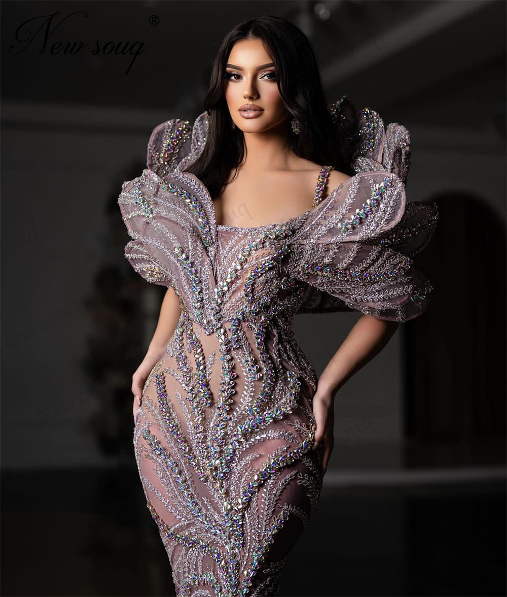 Embroidery Abaya - Strapless Crystals Celebrity Dresses 2024 Dubai
