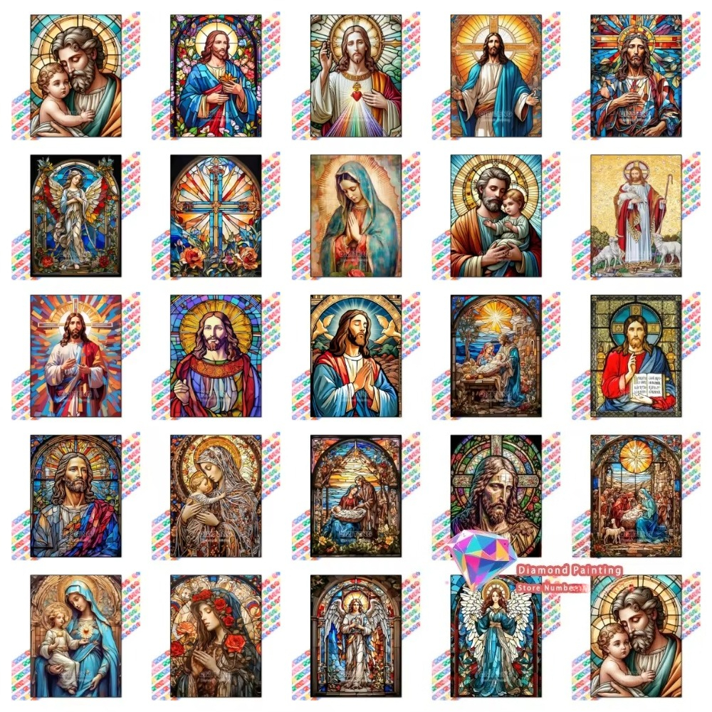Embroidery Gift Ideas - 1PC frameless Easter Jesus Square Round
