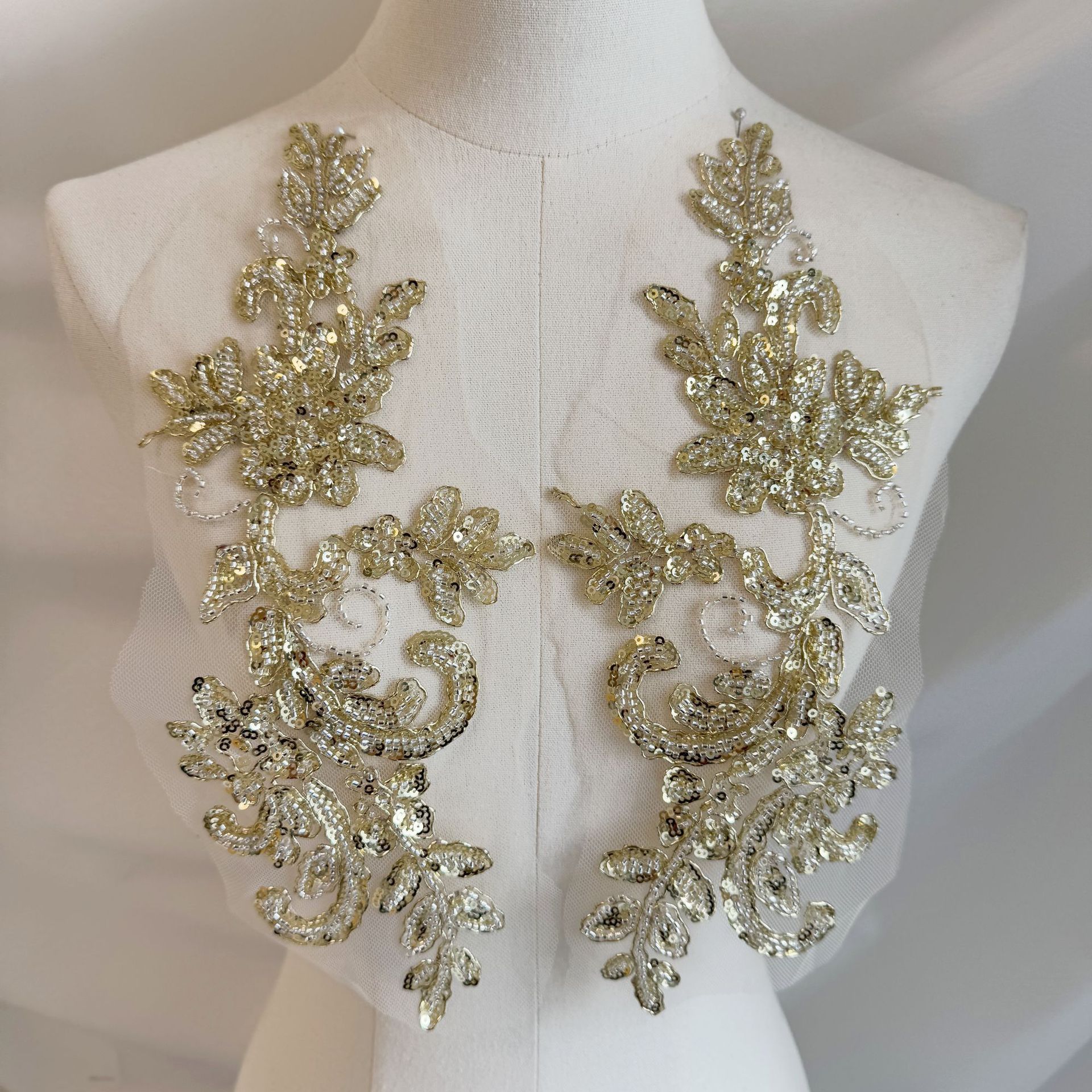 Champagne gold beaded flower s - Embroidery Gold incelemesi ve fiyatı