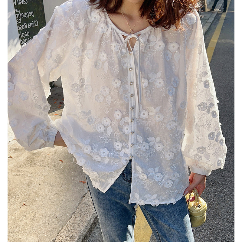 Women 3D Floral Embroidery Tie - Embroidery Shirt incelemesi ve fiyatı