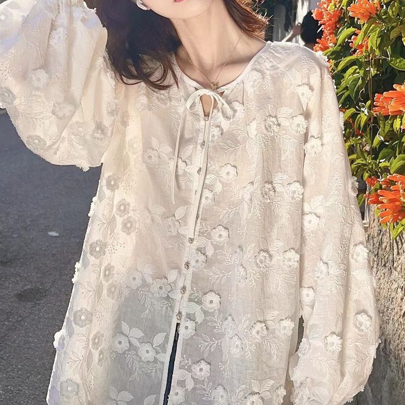 Women 3D Floral Embroidery Tie - Embroidery Shirt incelemesi ve fiyatı