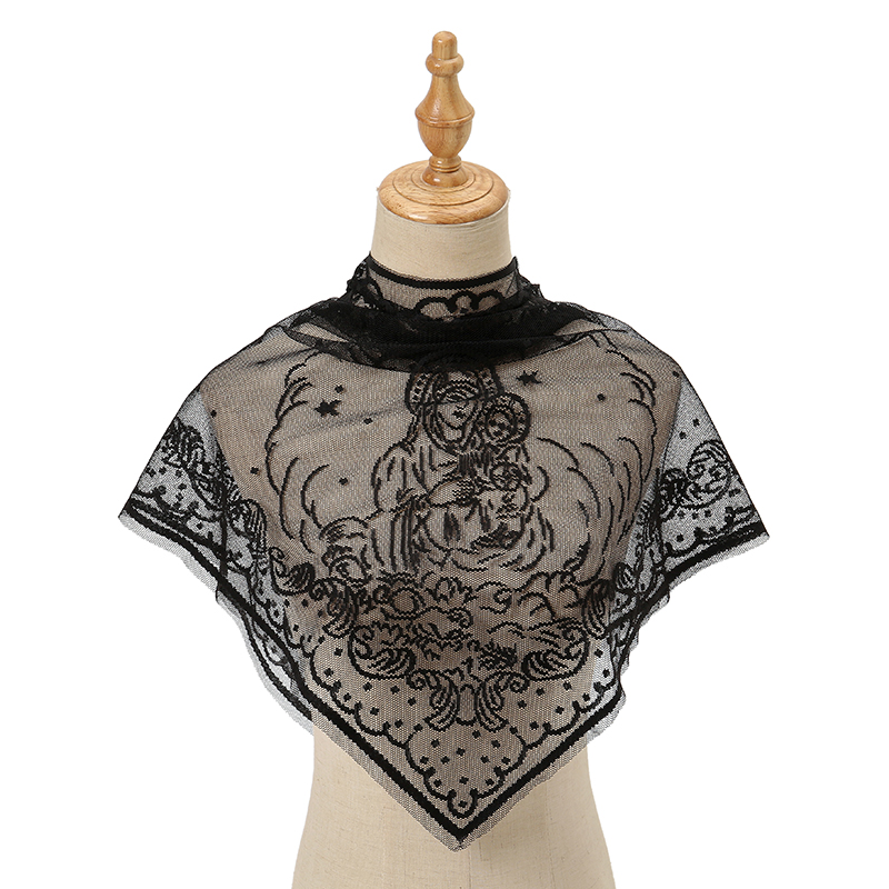 Women Lace Triangle Scarf for  - Embroidery Veil incelemesi ve fiyatı
