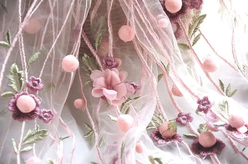 3D chiffon flower pompom embro - Embroidery Veil incelemesi ve fiyatı