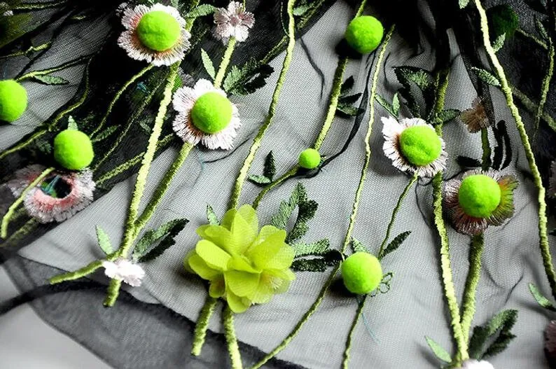 3D chiffon flower pompom embro - Embroidery Veil incelemesi ve fiyatı