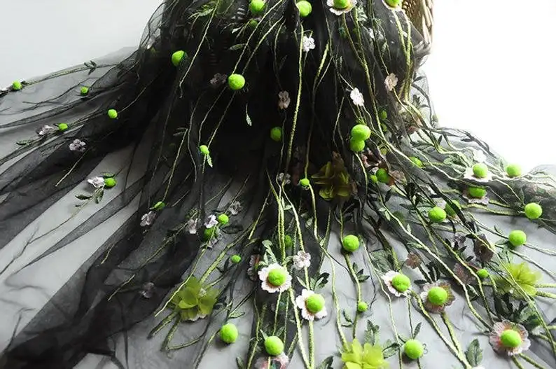 3D chiffon flower pompom embro - Embroidery Veil incelemesi ve fiyatı