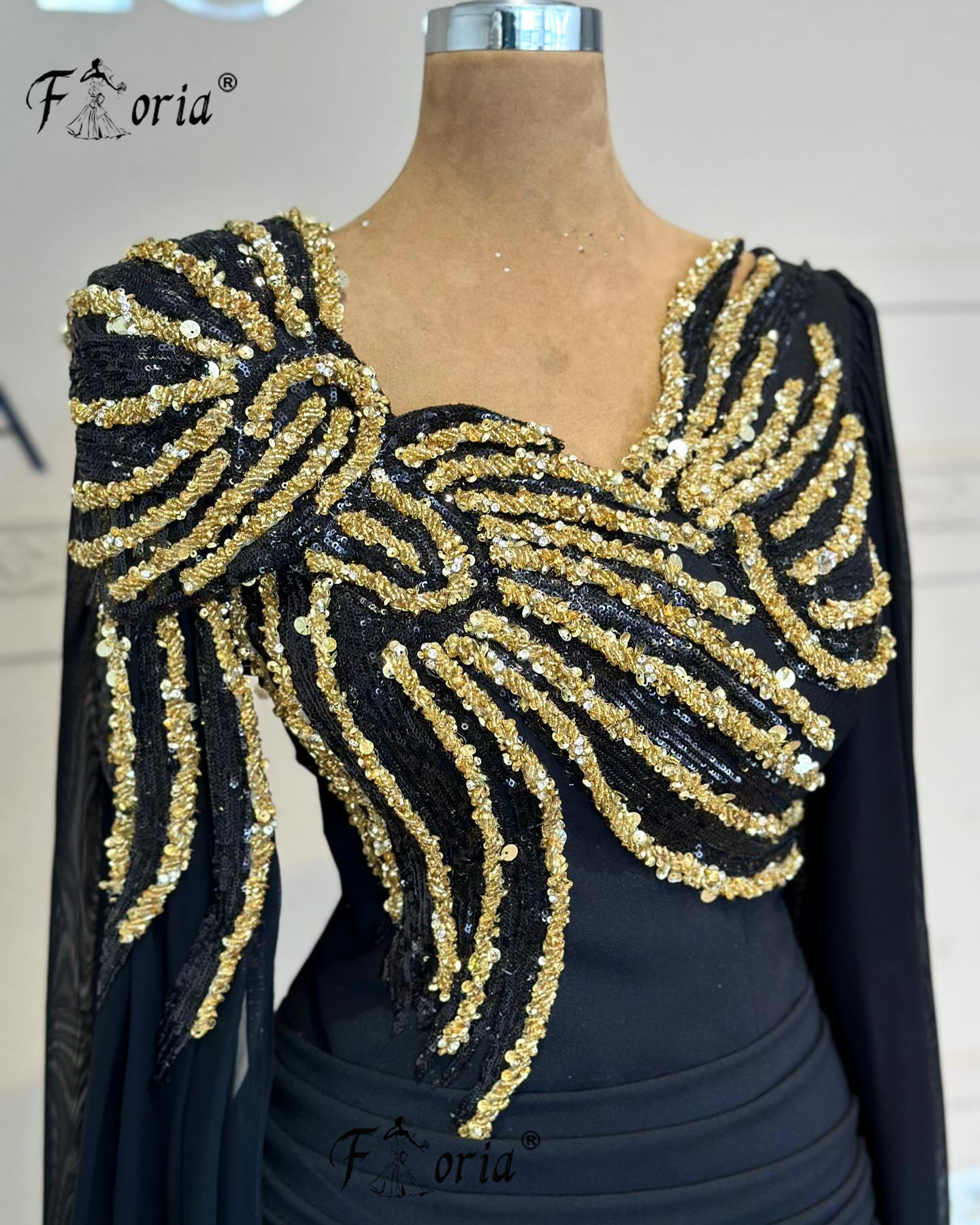 Dubai Woman Black Mermaid Form - Embroidery Gold incelemesi ve fiyatı