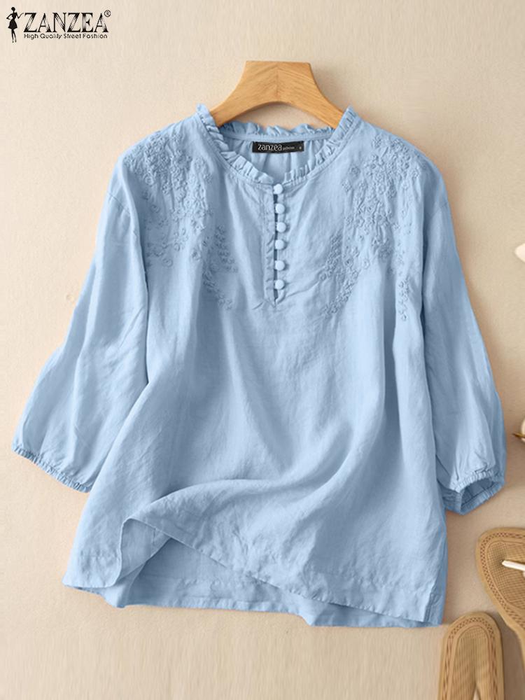 ZANZEA Summer Vintage Shirts E - Embroidery Service incelemesi ve fiyatı