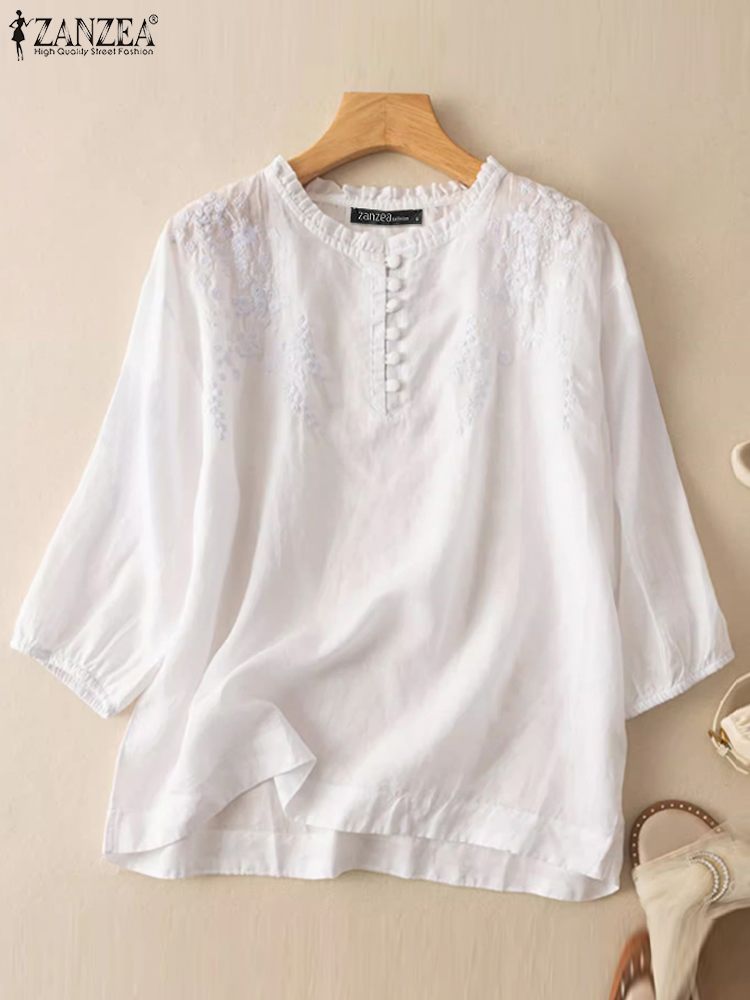 ZANZEA Summer Vintage Shirts E - Embroidery Service incelemesi ve fiyatı