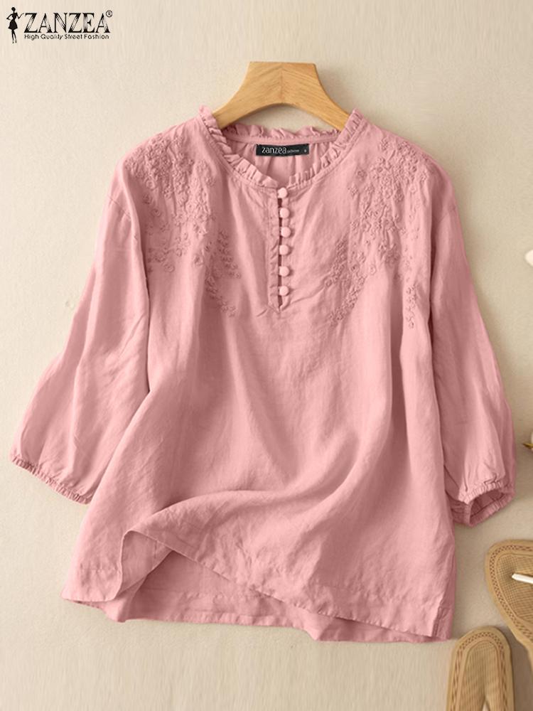 ZANZEA Summer Vintage Shirts E - Embroidery Service incelemesi ve fiyatı