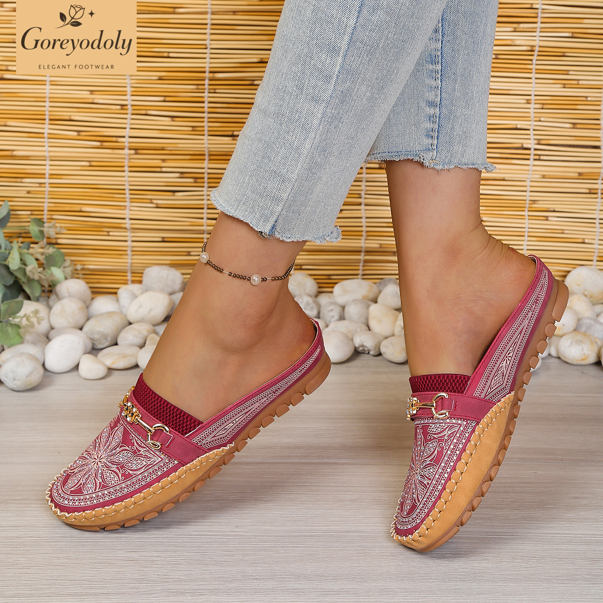 Goreyodoly women mule flats rh - Embroidery Shoes incelemesi ve fiyatı