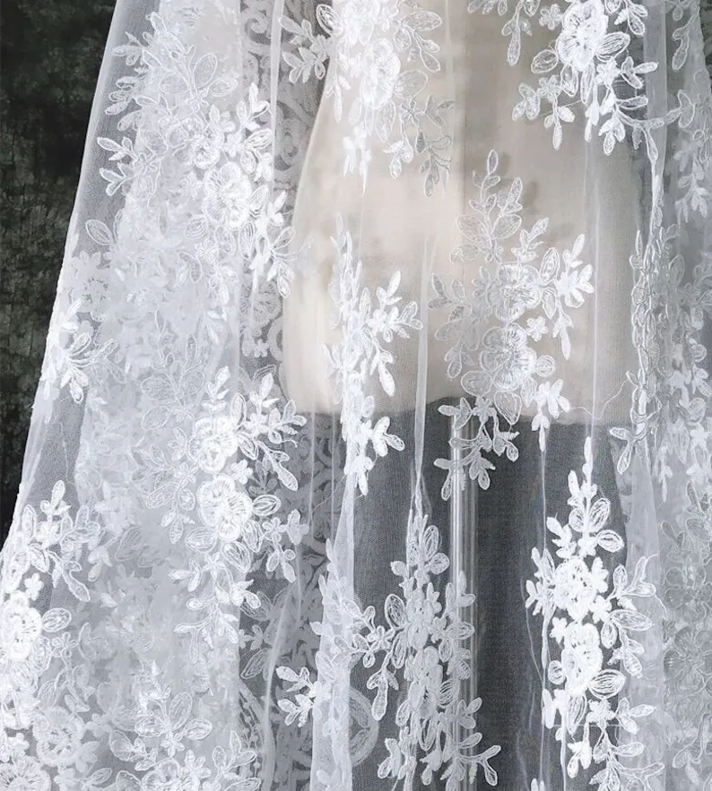 White Vintage Flower Embroider - Embroidery Veil incelemesi ve fiyatı