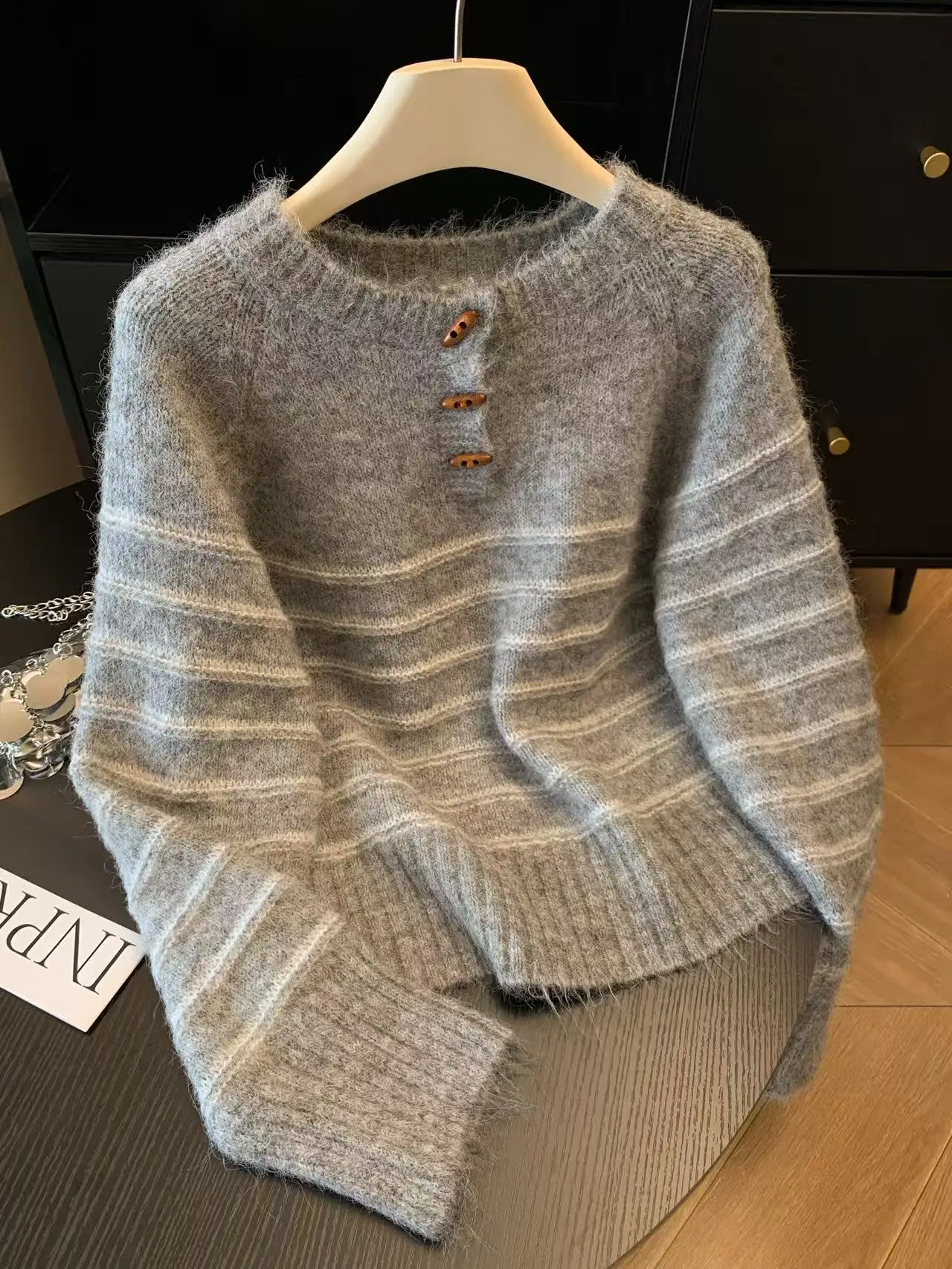 Autumn Winter Women's Striped  - Embroidery Shirt incelemesi ve fiyatı