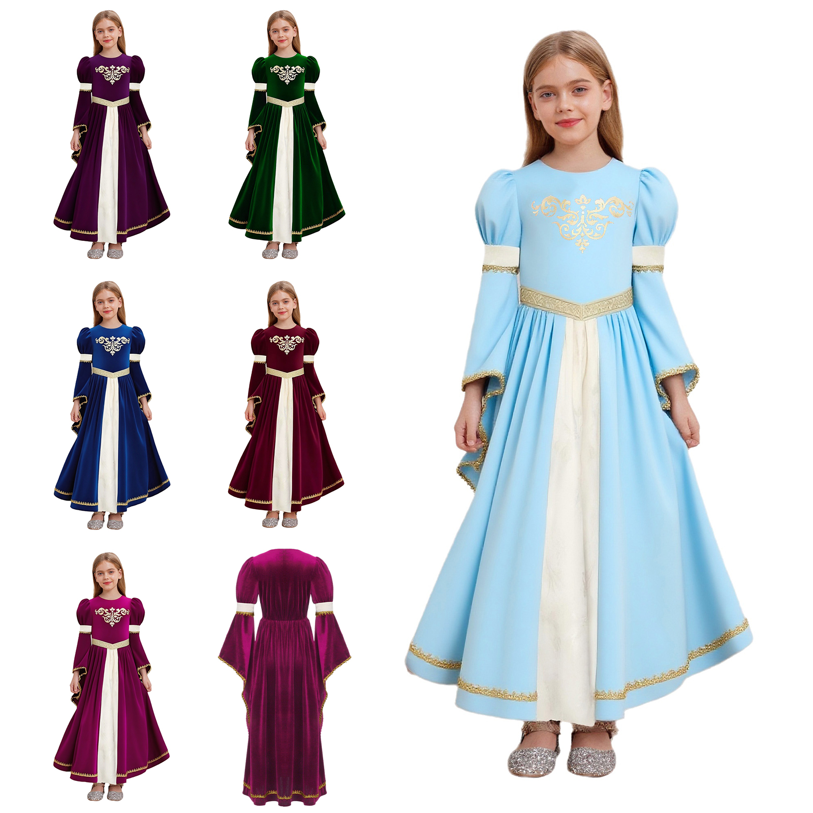 Kid Girls Medieval Princess Co - Embroidery Gold incelemesi ve fiyatı