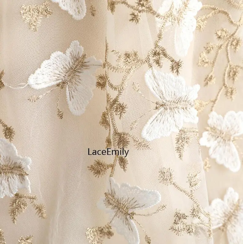 3D Butterfly Lace Fabric Butte - Embroidery Veil incelemesi ve fiyatı