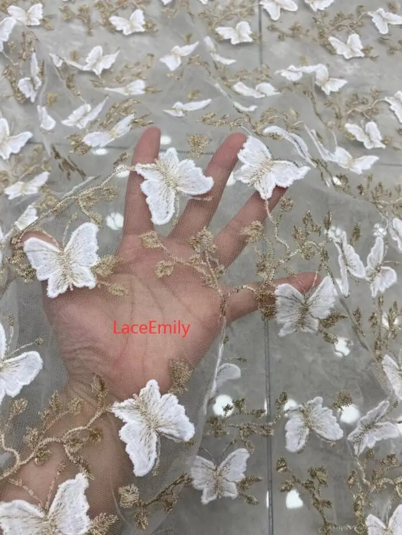 3D Butterfly Lace Fabric Butte - Embroidery Veil incelemesi ve fiyatı