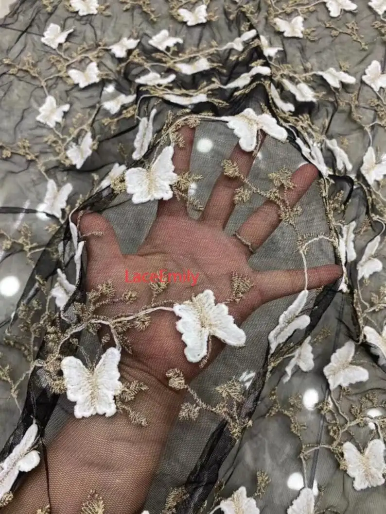 3D Butterfly Lace Fabric Butte - Embroidery Veil incelemesi ve fiyatı