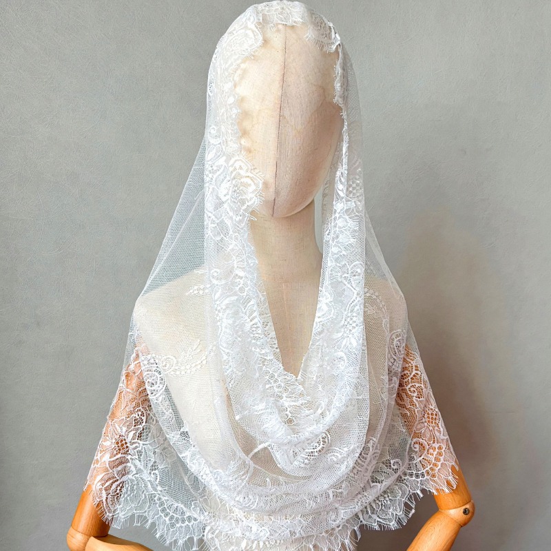 New Elegant Lace Scarf Hollow  - Embroidery Veil incelemesi ve fiyatı