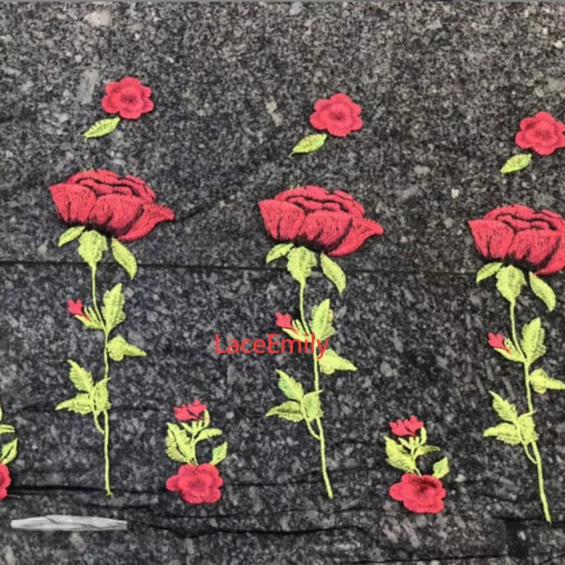 Red Rose Lace Fabric flower em - Embroidery Veil incelemesi ve fiyatı