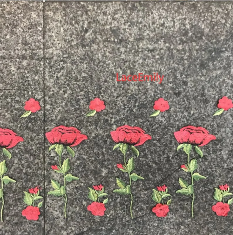 Red Rose Lace Fabric flower em - Embroidery Veil incelemesi ve fiyatı