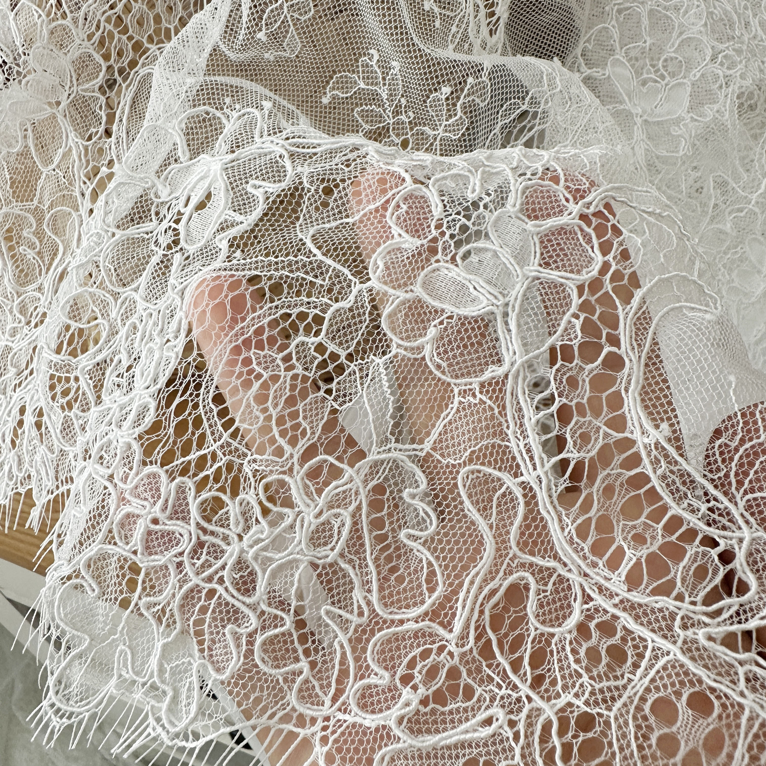 3 yards hand cord Alencon Lace - Embroidery Veil incelemesi ve fiyatı