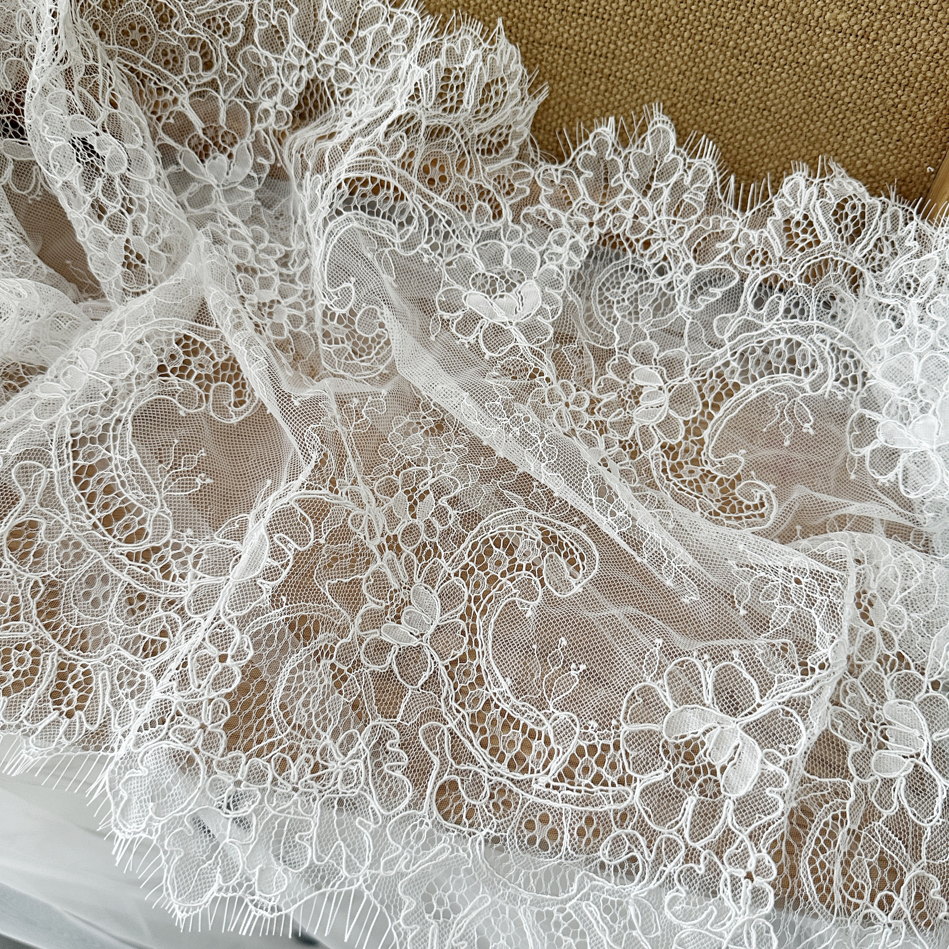 3 yards hand cord Alencon Lace - Embroidery Veil incelemesi ve fiyatı