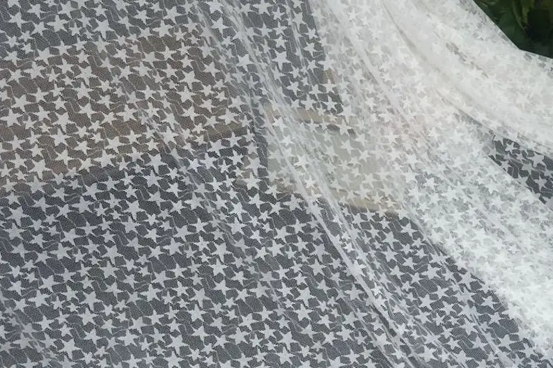 Black White Soft Star Embroide - Embroidery Veil incelemesi ve fiyatı