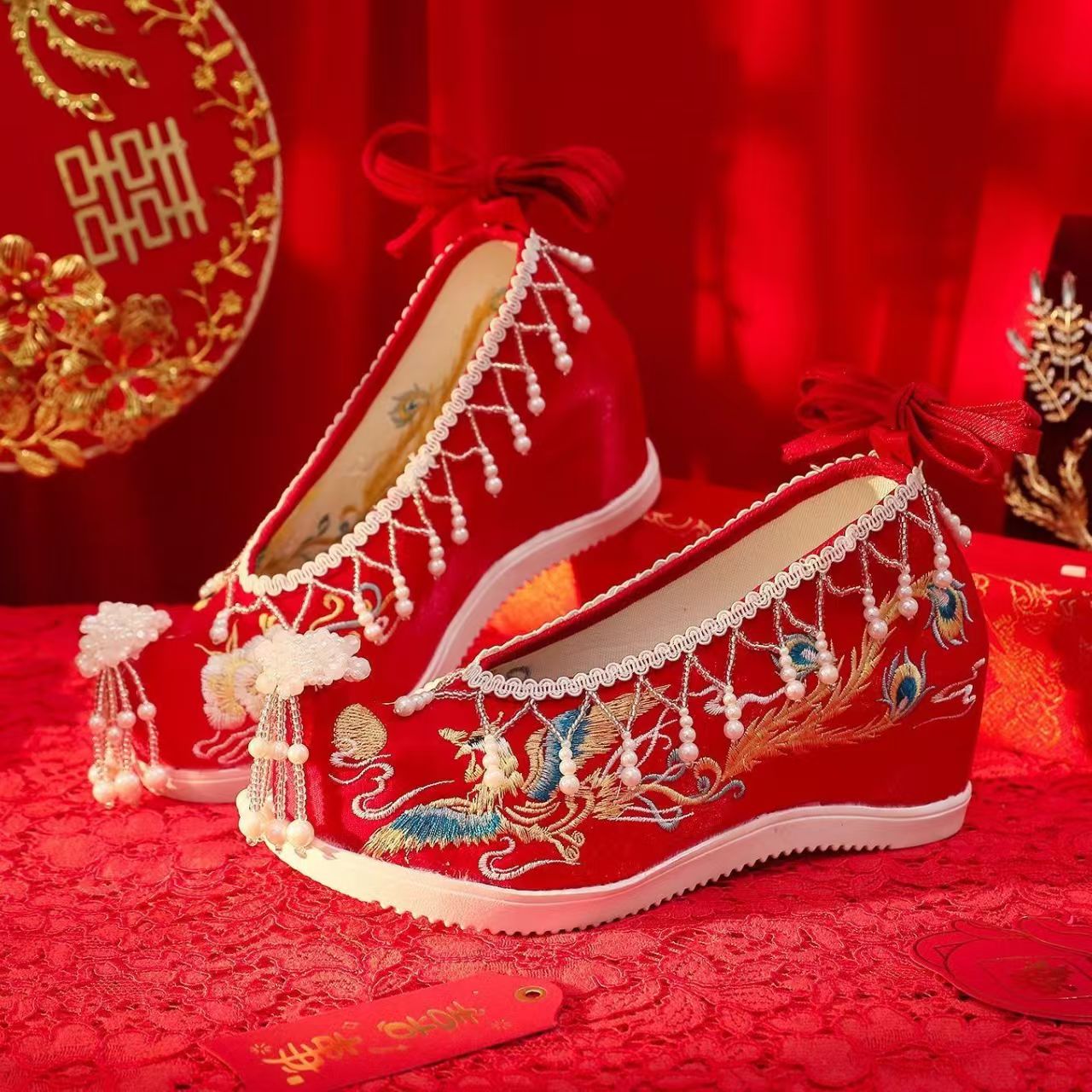 Women New Red Embroidered Wedd - Embroidery Shoes incelemesi ve fiyatı