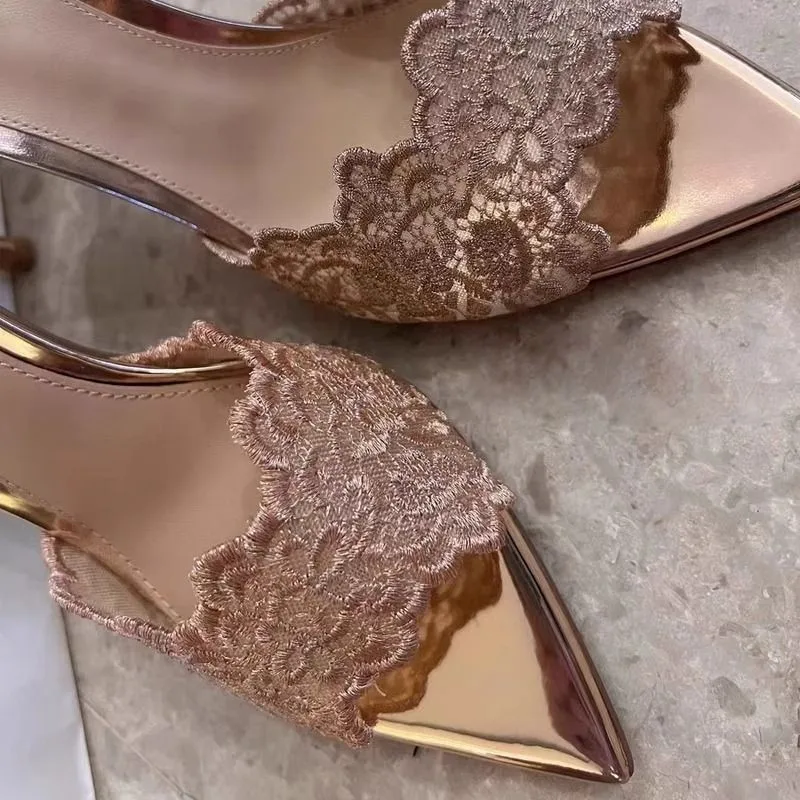 Pointed Banquet High Heels Wom - Embroidery Gold incelemesi ve fiyatı