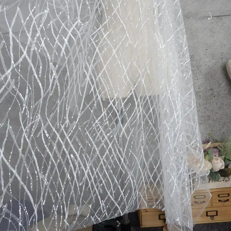 Heavy Sequins Lace fabric Flow - Embroidery Veil incelemesi ve fiyatı