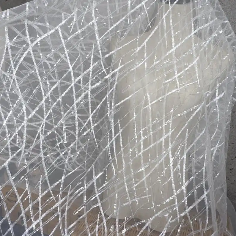 Heavy Sequins Lace fabric Flow - Embroidery Veil incelemesi ve fiyatı