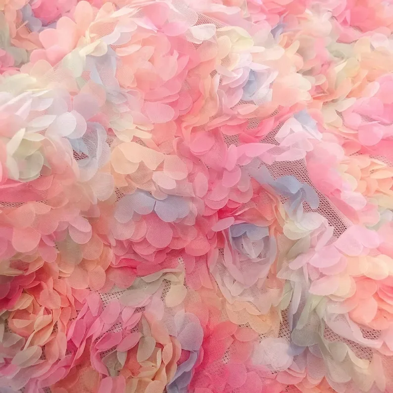 3d chiffon rose flower lace fa - Embroidery Veil incelemesi ve fiyatı