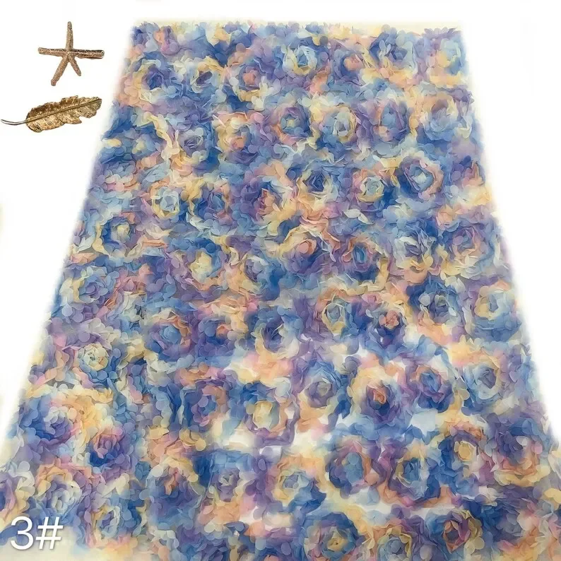 3d chiffon rose flower lace fa - Embroidery Veil incelemesi ve fiyatı