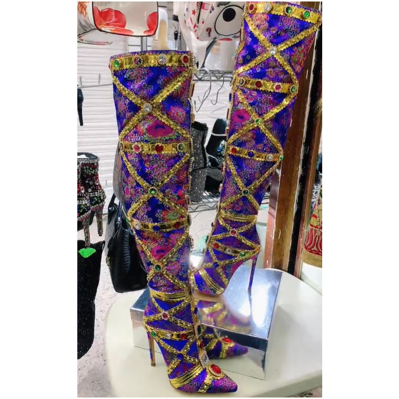 Multicolor Gemstone Gold Trim  - Embroidery Shoes incelemesi ve fiyatı
