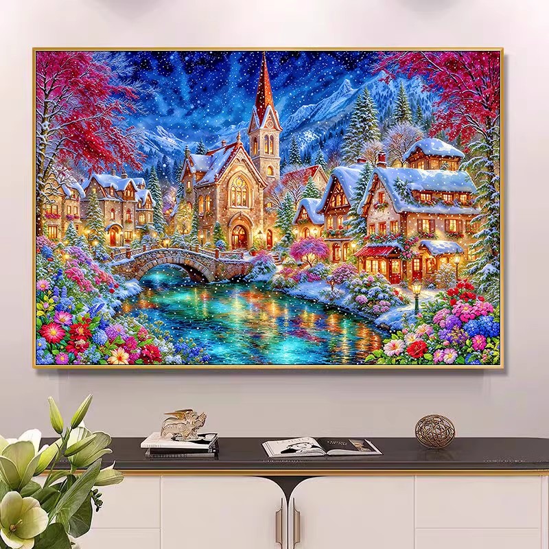 9ct 100x75cm Winter Church Emb - Embroidery Tas incelemesi ve fiyatı
