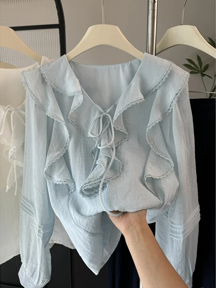 French V-Neck Chic Long Sleeve - Embroidery Fashion incelemesi ve fiyatı