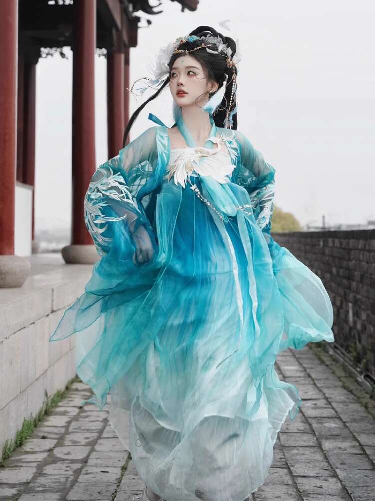New Peacock Hanfu Womens fashi - Embroidery Shirt incelemesi ve fiyatı