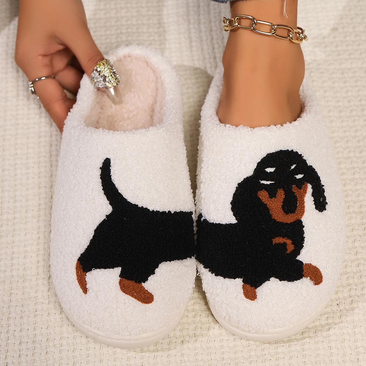 Winter Plush Cute Dachshund Em - Embroidery Shoes incelemesi ve fiyatı