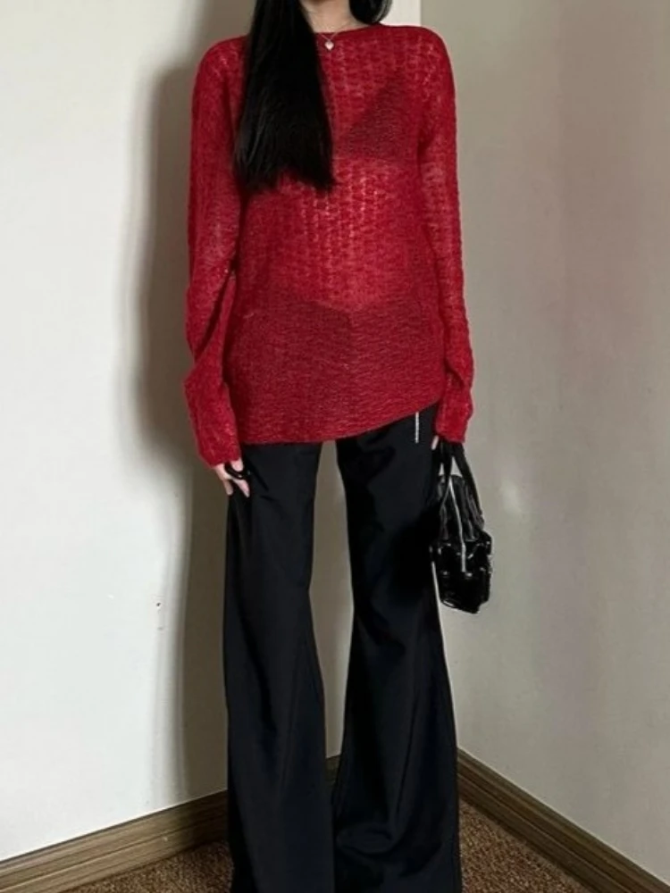 Y2K See-Through Knitted Women' - Embroidery Shirt incelemesi ve fiyatı
